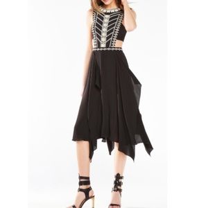 Bcbg embroidered black dress